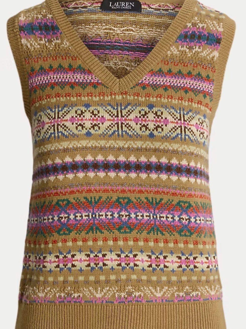 NWT 3X Lauren Ralph Lauren Fair Isle Vest Cotton Linen Blend
